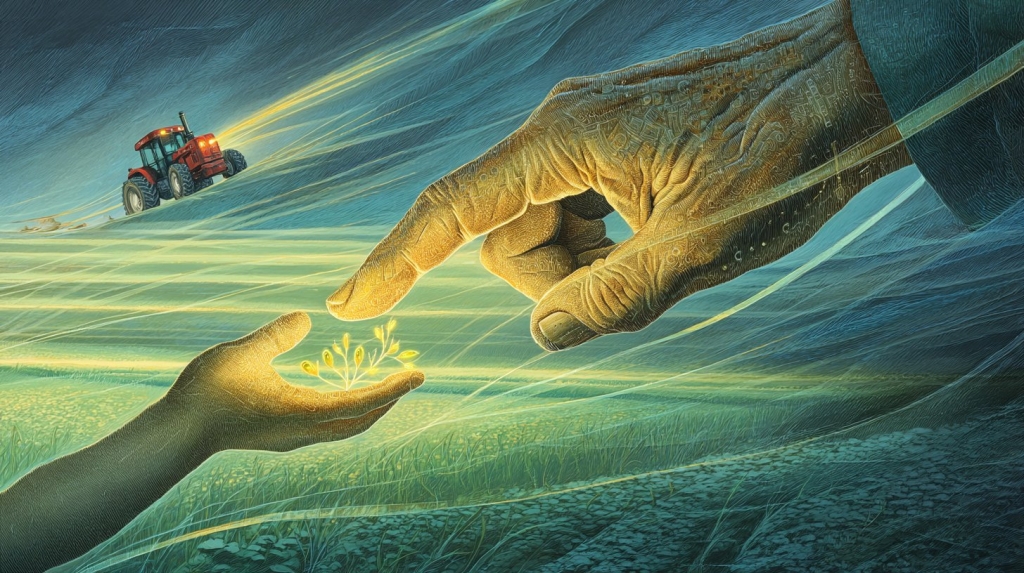 Hands Passing Down Seeds of wisdom Through Generations by Usha M Reddy.